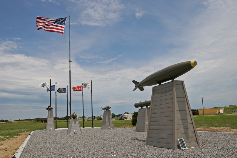 A monument to Freedom, Democracy, and blowing the hell out of your enemies. This display of ordnance was recently erected in McAlester, OK, home to the McAlester Army Munition Plant.